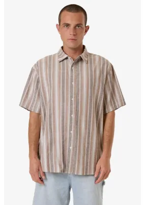 Four Way Stretch Material Unlocked Stripe Short Sleeve Shirt Breen