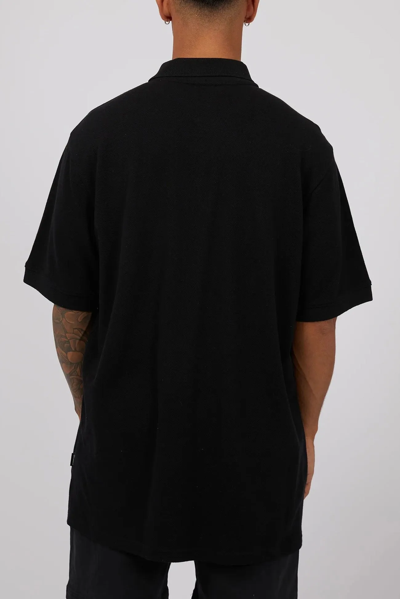 Loose Blouse BreathableMesh Essential Polo Black
