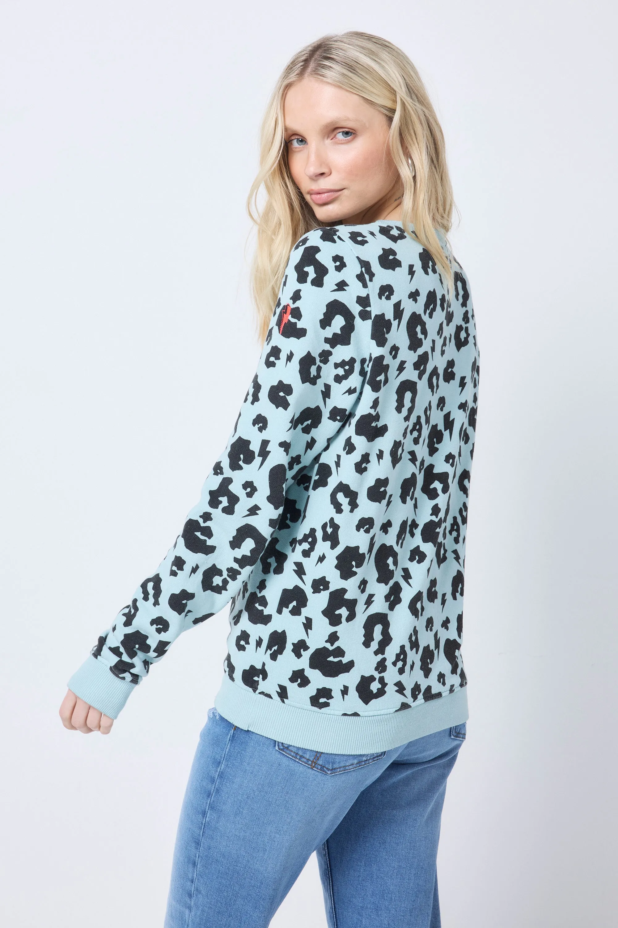 Mint with Black Leopard Classic Sweatshirt Casual Elegance product party readiness