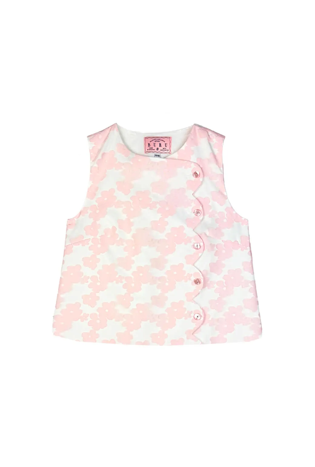 LowMaintenance Fabric Buru x PBL Scallop Top - Sheer Floral