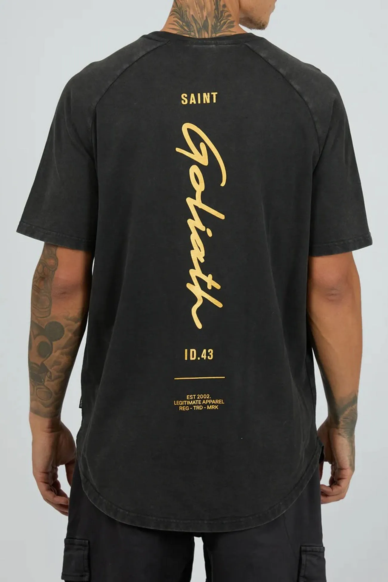 Endorsed Tee Washed Black PolyesterBlend Flexible Neckline