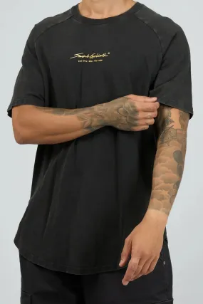 Convertible Design RelaxedFit Endorsed Tee Washed Black
