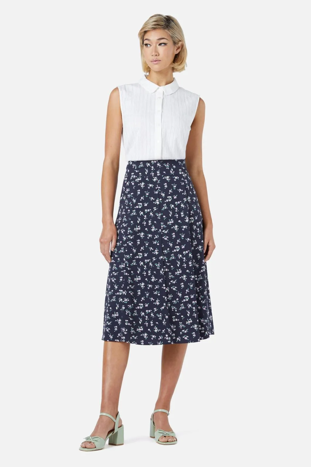 Lila Ditsy Midi Skirt Premium Stretch
