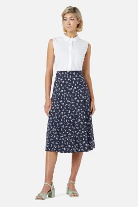 Lila Ditsy Midi Skirt Premium Stretch