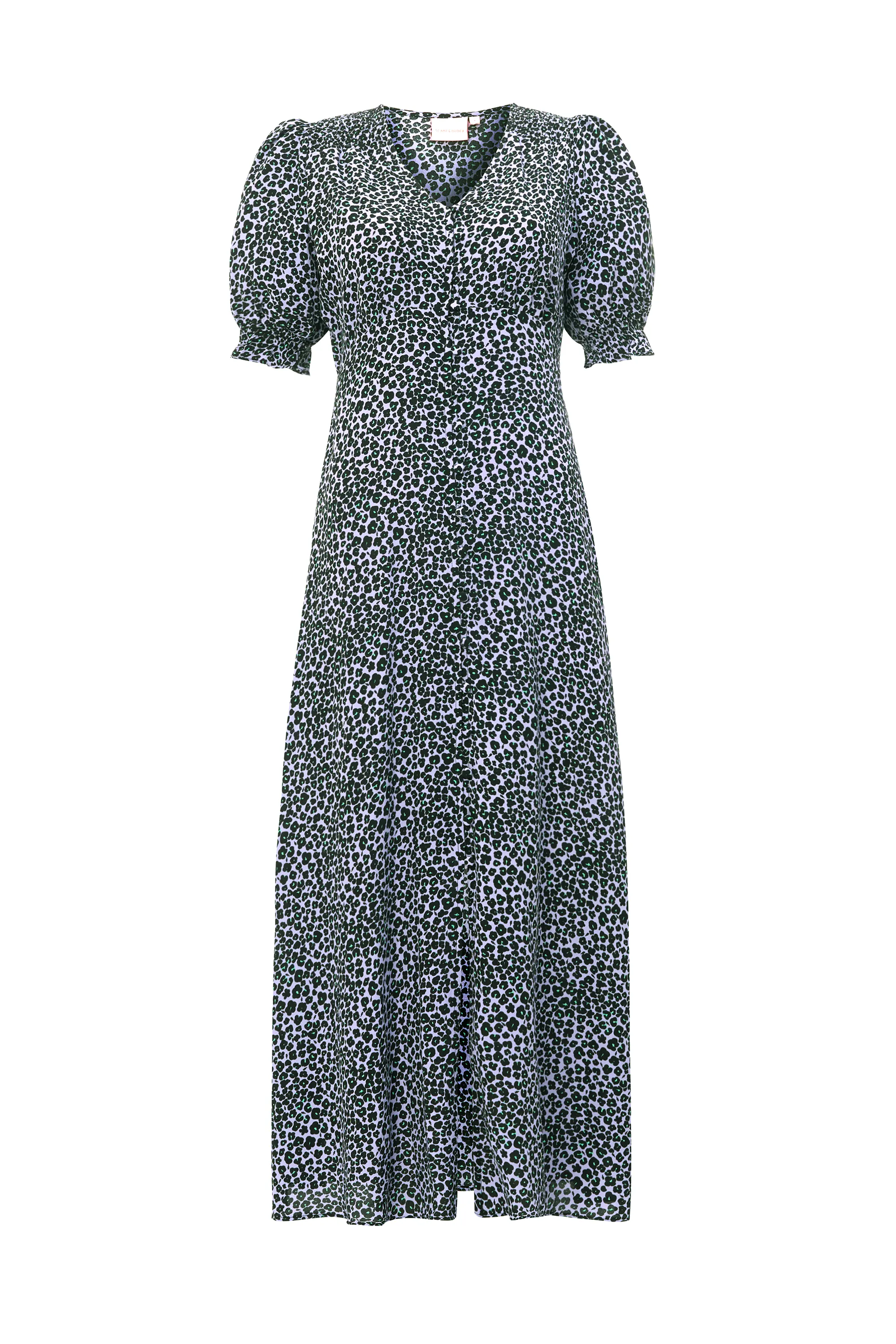 Lilac Mini Leopard Flute Sleeve Midi Tea Dress Polished Wear