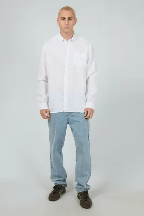 Stay Cool Technology EcoFriendly Manufacturing Linen Long Sleeve Shirt II White