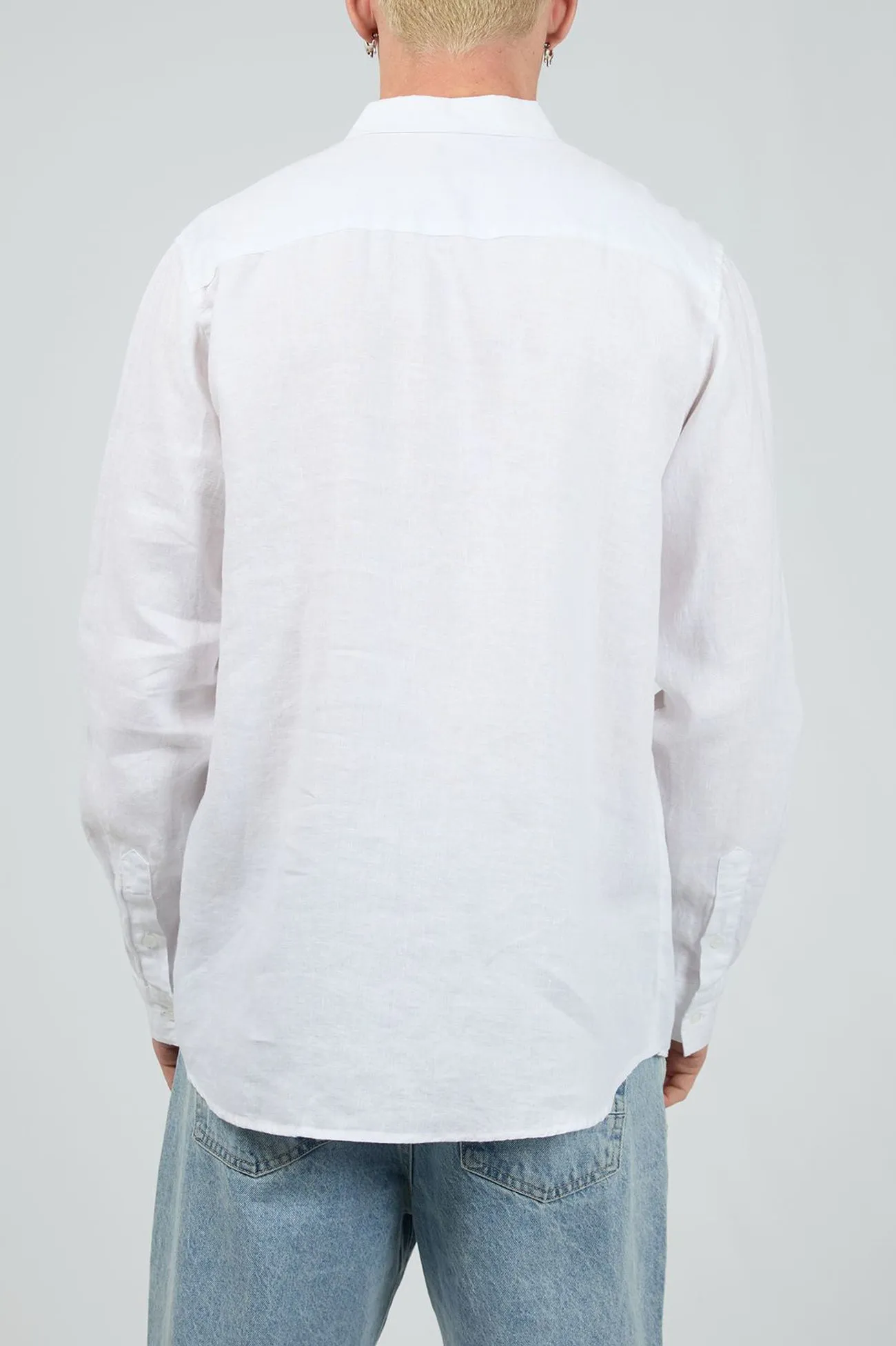 Linen Long Sleeve Shirt II White UVProtectionCoating