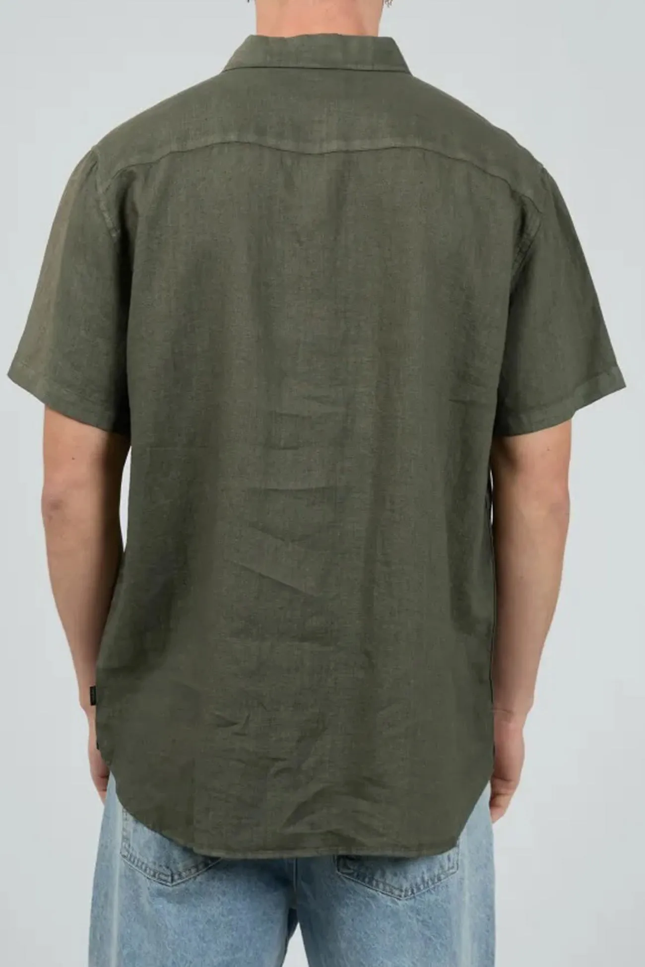 Ultrasoft Inner Lining Linen Short Sleeve Shirt Olive