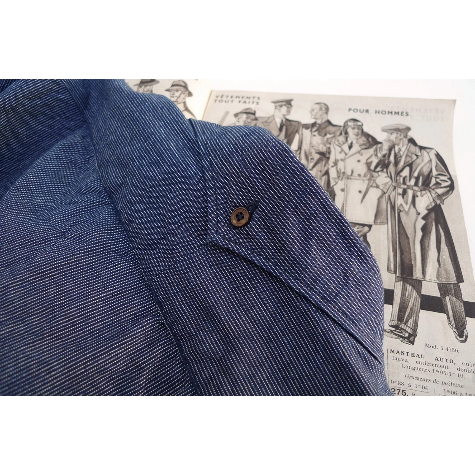 Liquette M35 Indigo Pin Stripe Ticking - Warehouse Fall Foliage Pastel Shade