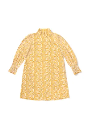 Long Sleeve Mod Dress - Marigold Embroidery Balanced Look
