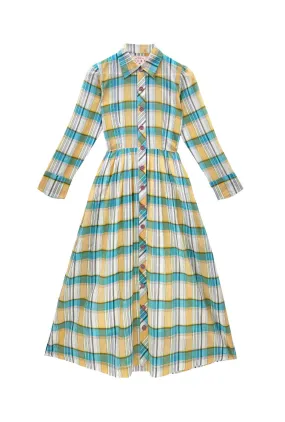 Long Sleeve Shirtdress - Silk Plaid Underwire-Support Edge Detail