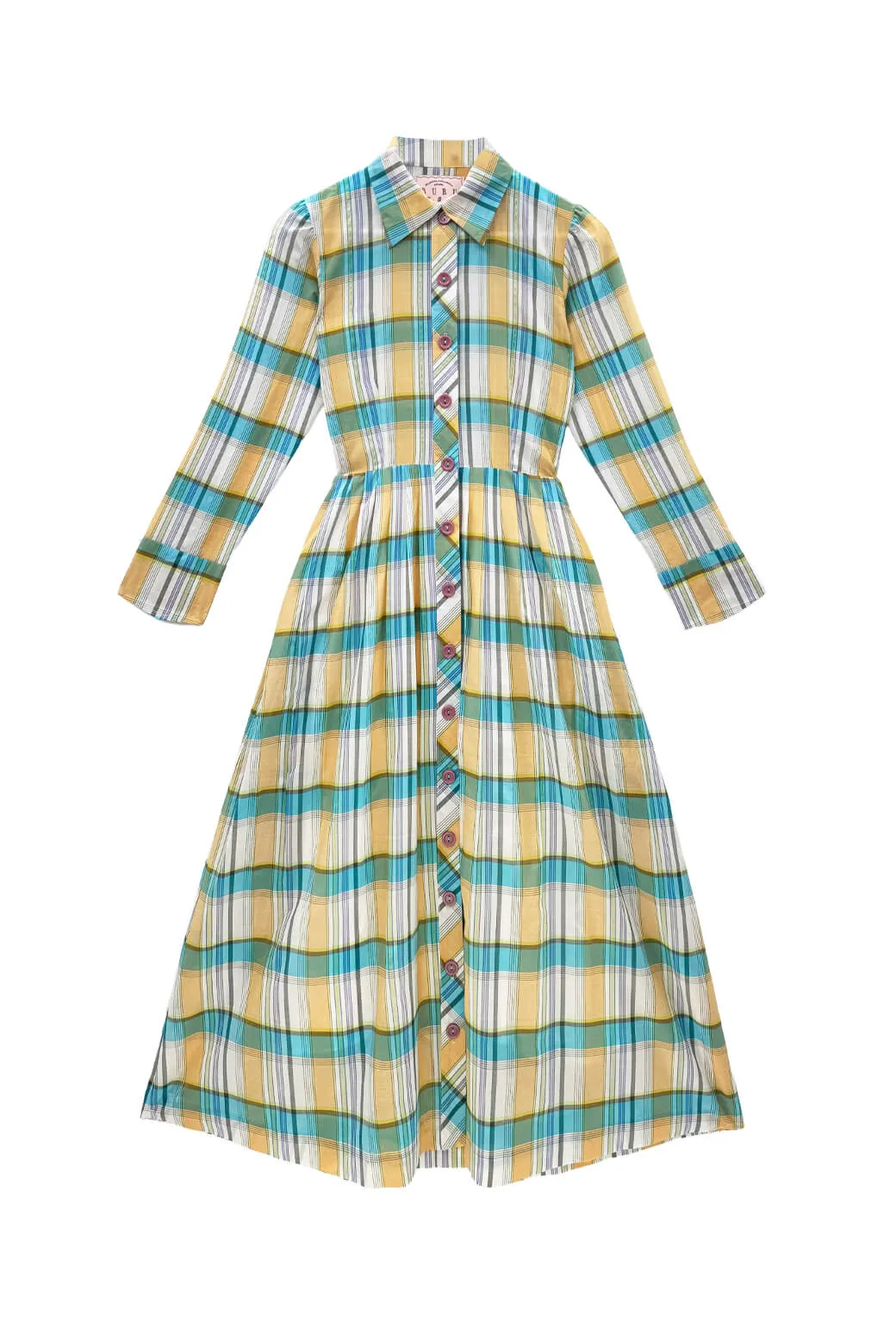 Long Sleeve Shirtdress - Silk Plaid Underwire-Support Edge Detail
