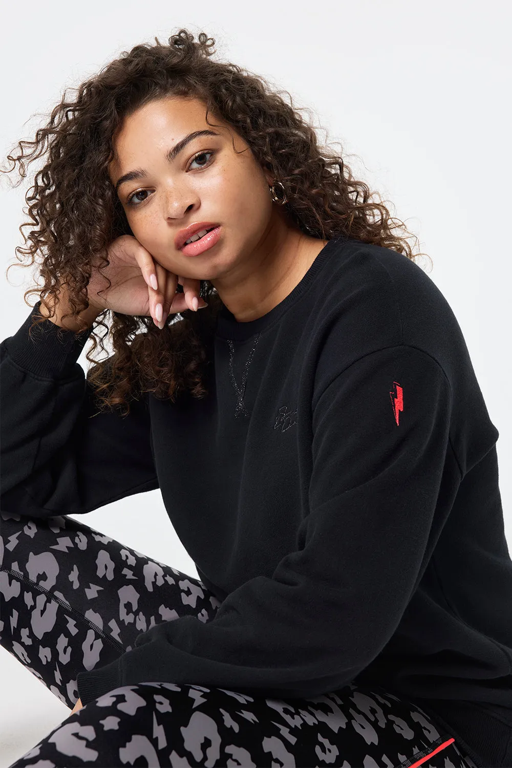 Black Longline Sweatshirt product pricing Durable Fabric