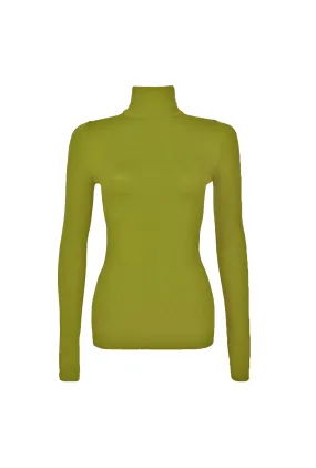 Trendy Look Long Sleeve Turtleneck Top - Chartreuse