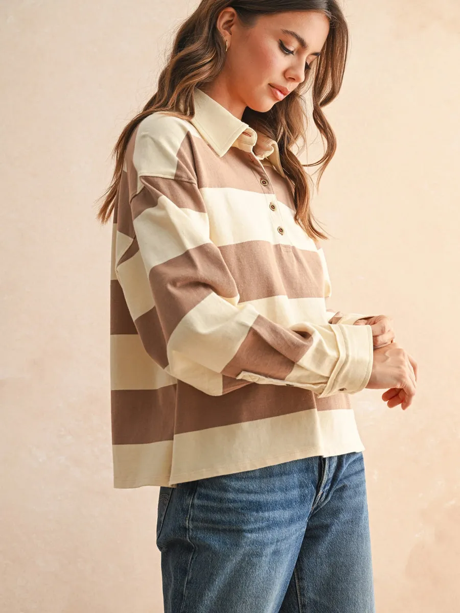 LONG SLEEVE WIDE PANEL KNITTED SHIRT - MOCHA BEIGE Versatile Shirt
