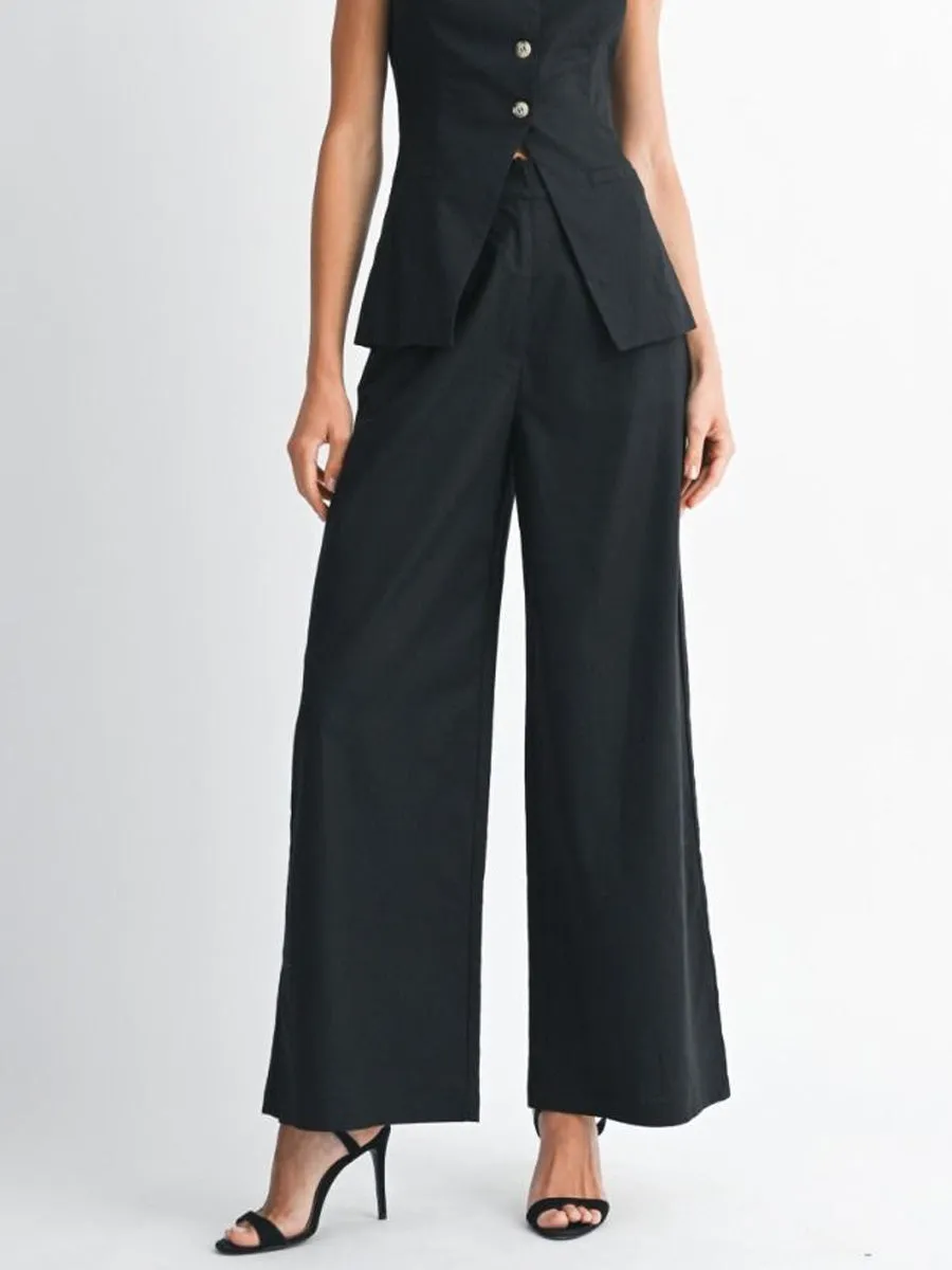 LONG WIDE LEG PANT - BLACK Active Layer Move Freely