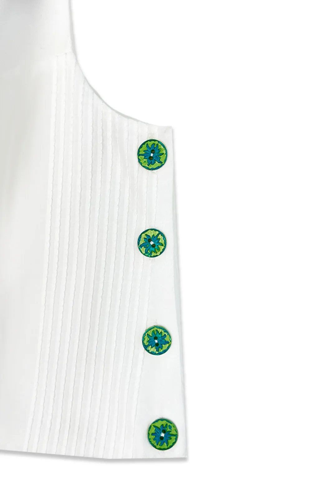 PlacketDetail Button Box Top - White Pin Tuck