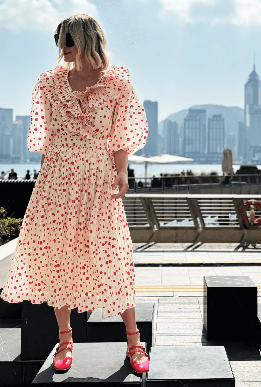 The Blanche Dress - Flocking Dot Simple Texture