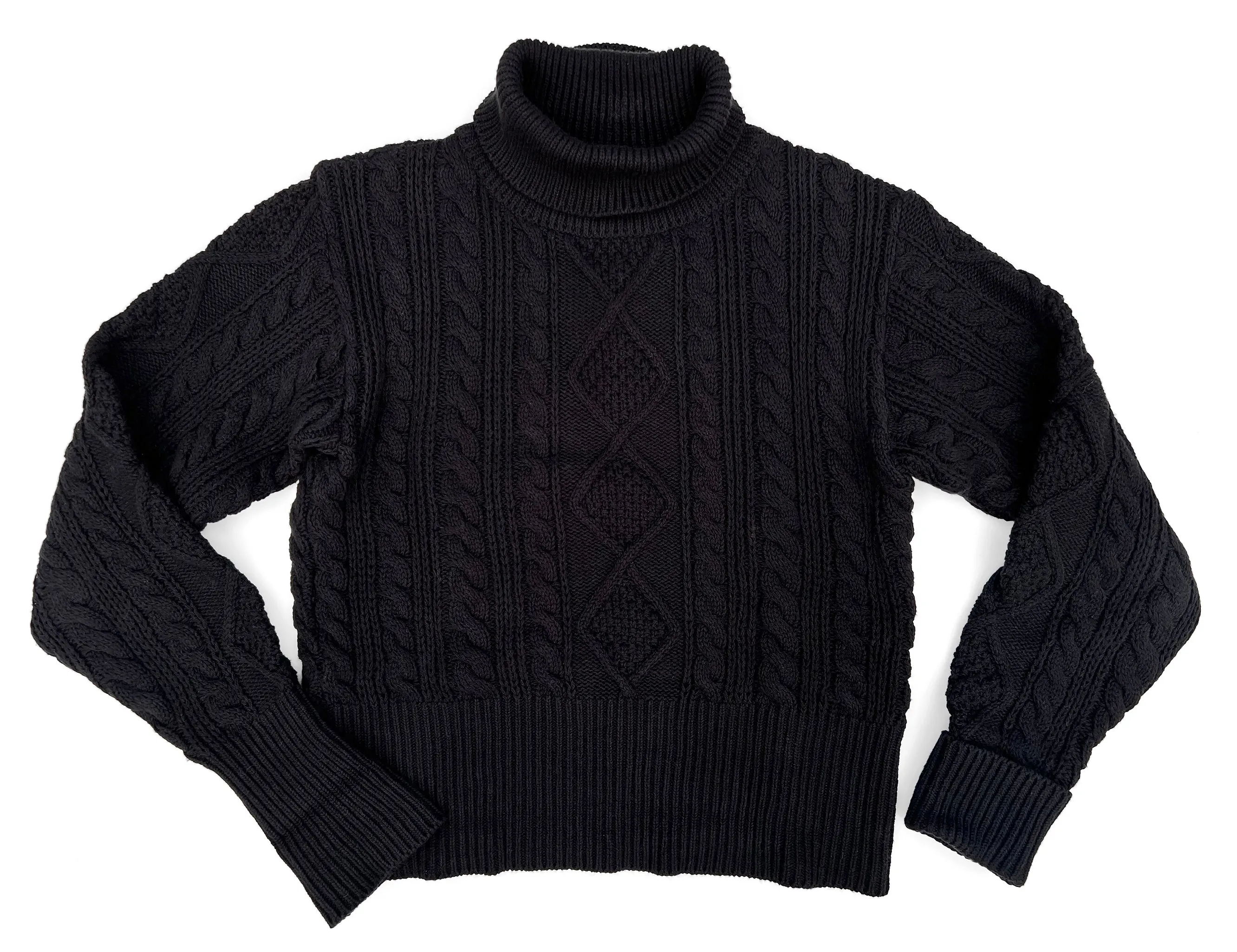 Light Stretch Fit Cozy Touch Mariner Sweater Roll-Neck - Black