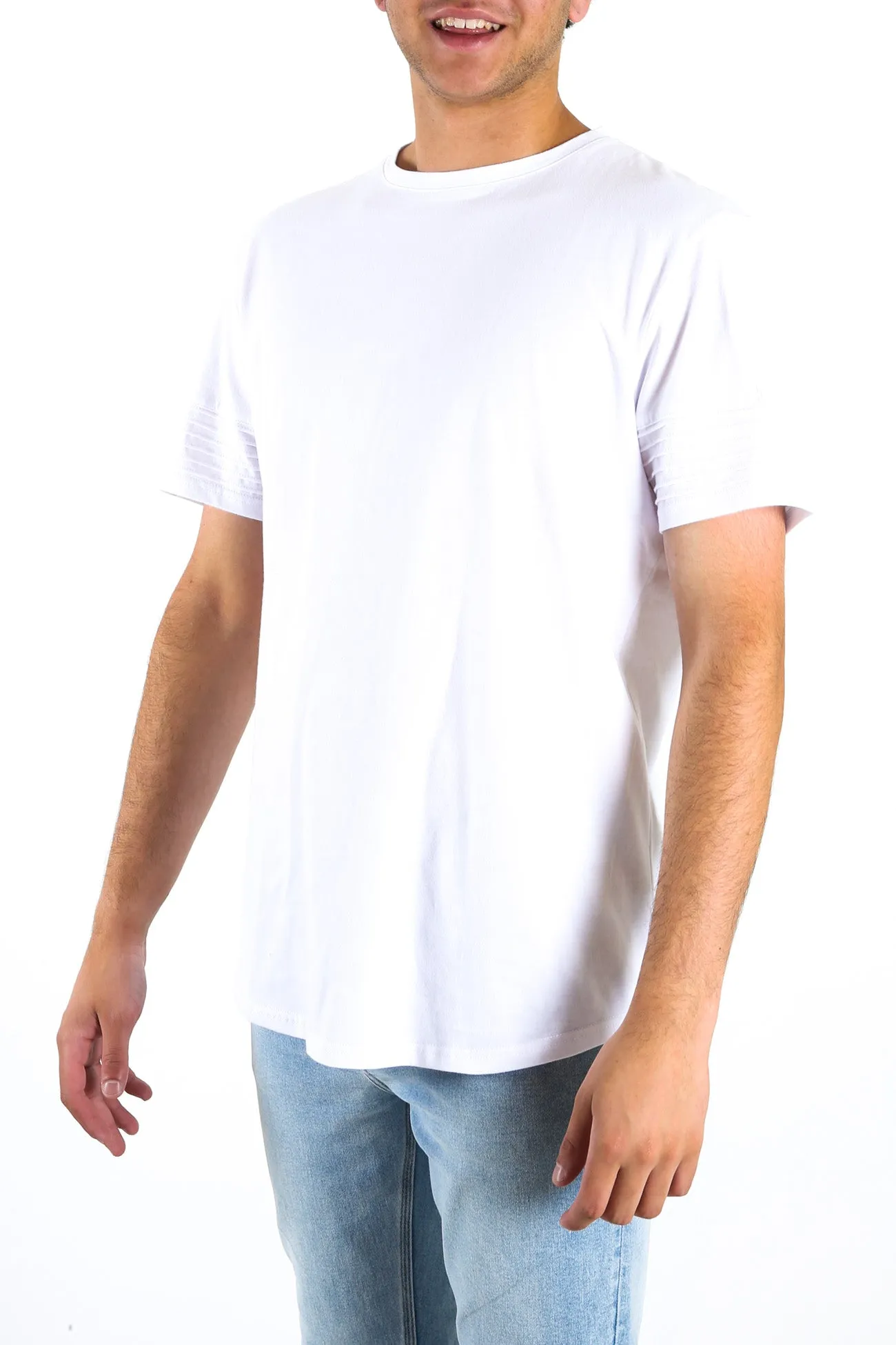 Maverick Tee White Non Slip Shoulder Seams LatticeKnit