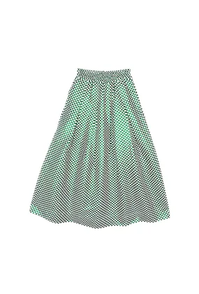 Flattering Cut Thermal Regulating Fabric Maxi Party Skirt - Emerald Checkerboard Shimmer