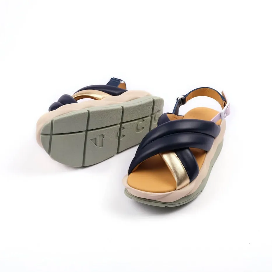 Contoured Heel Support Reinforced Stitch Construction MELLOW MELA INDIGO