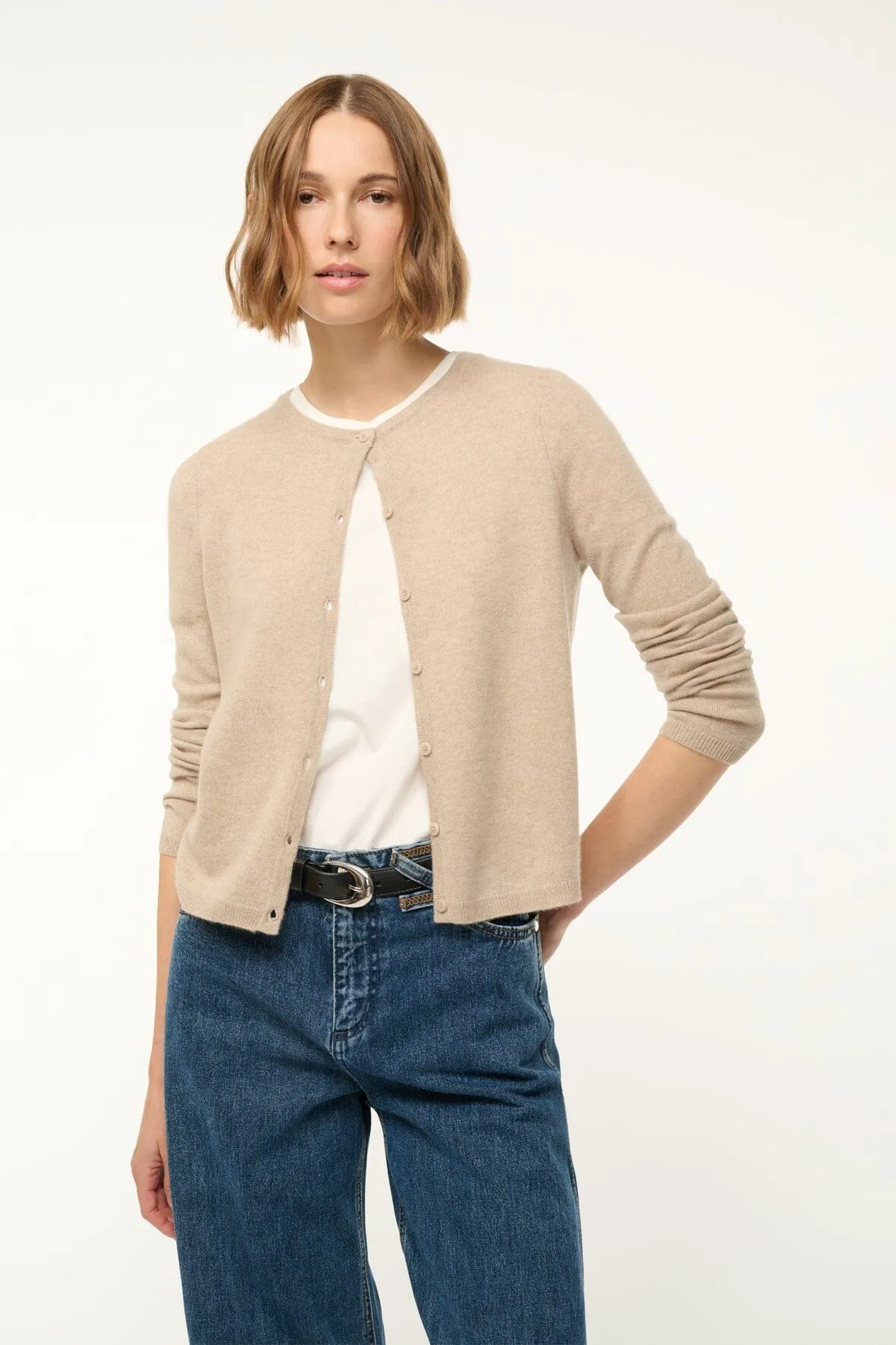 MIDNIGHT CASHMERE CARDIGAN | STONE Versatile Piece