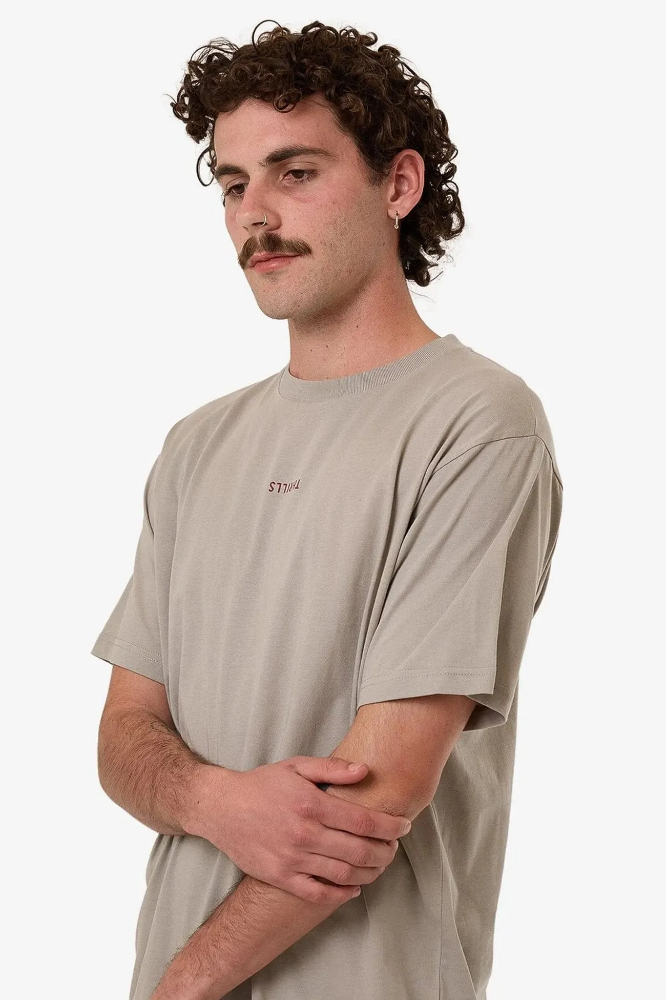 Unstructured Fit Layered Placket Design Minimal Thrills Merch Fit Tee String