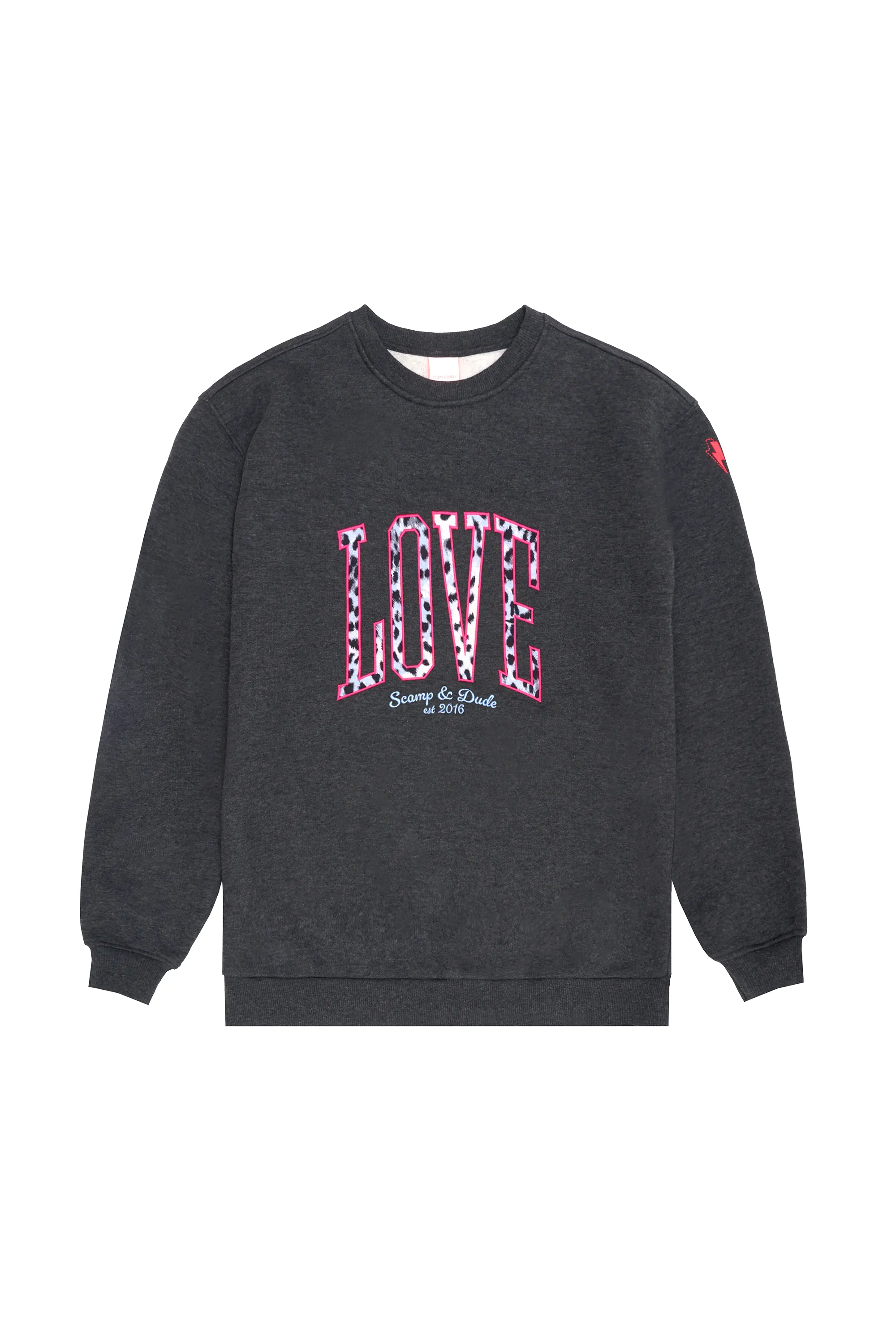 Adult Size Minimalist Style Dark Grey Love Cheetah Oversized Sweatshirt