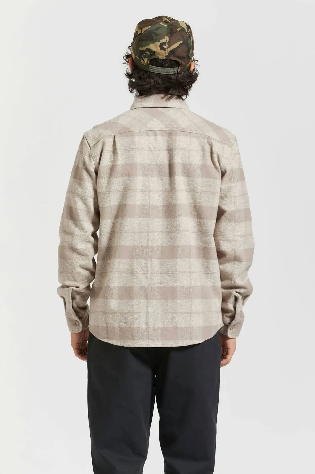 AllDayComfort Bowery Heavy Weight Long Sleeve Flannel Off White Cinder Grey