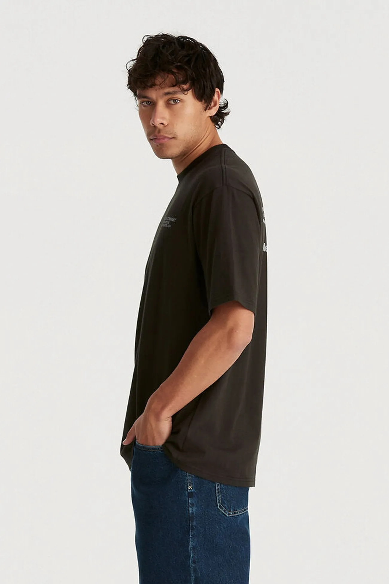 Work Clothes Baggy Tee Worn Black Quick-Dry