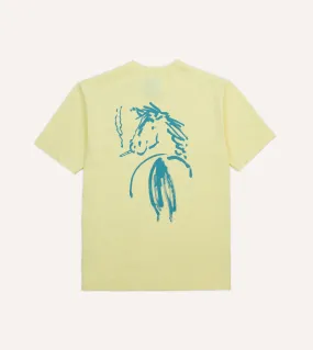 Yellow Horse Print Short-Sleeve Hiking T-Shirt Lightweight Construction Cycling endurance