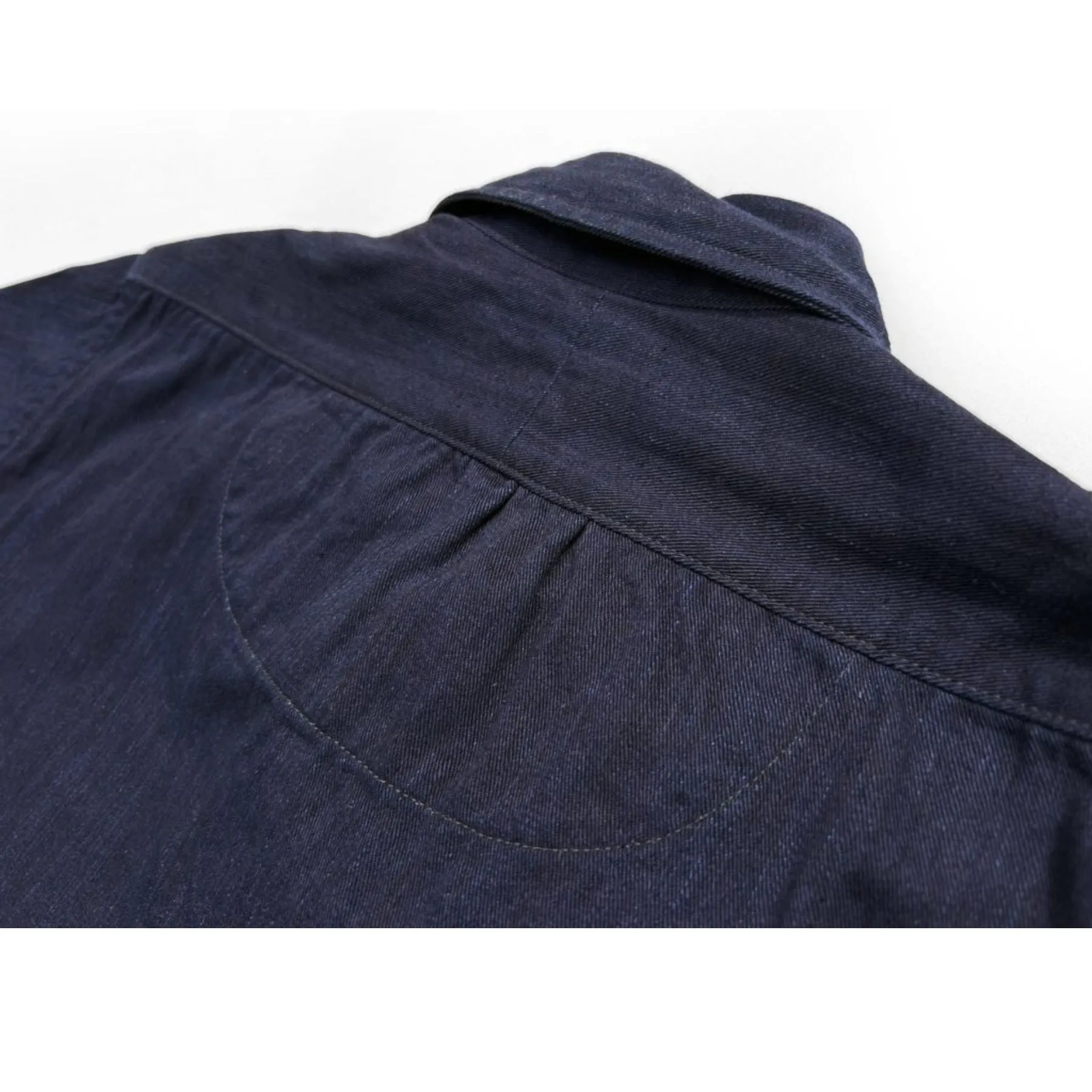 Embroidered Detail No Chafe Edging Aristocrat Shirt - NOS Double Indigo Twill