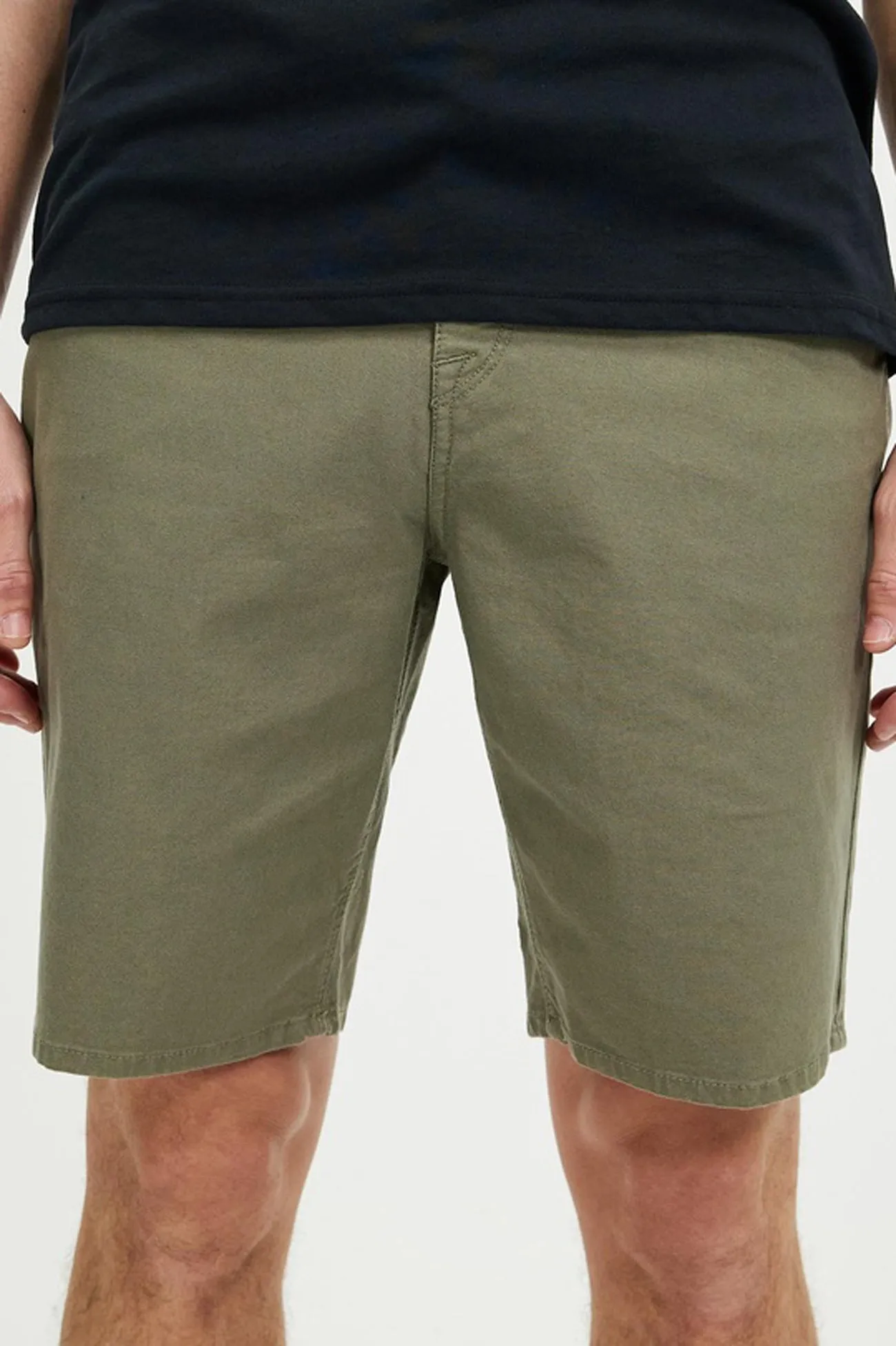 Active Performance Minimal Waistband Modown Canvas 5 Pocket Short Army Green Combo