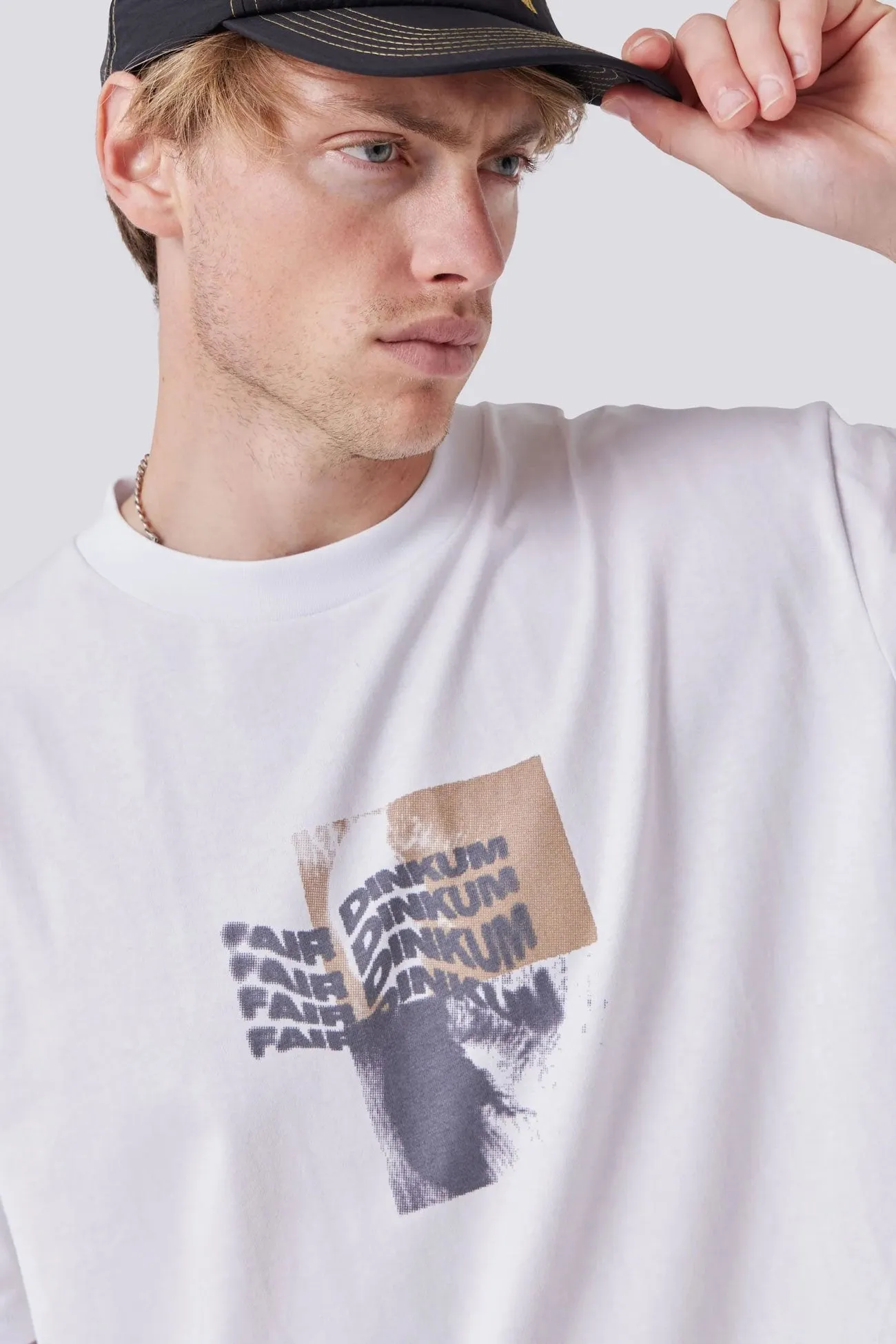 Dinkum Tee White DropShoulderConstruction MicrofiberTech