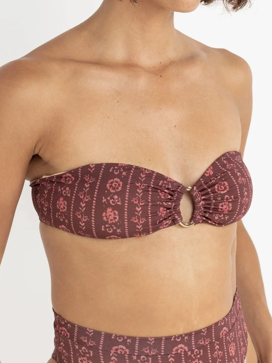 VINTAGE FLORAL BANDEAU BIKINI TOP Winter Fashion ButtonlessClosure