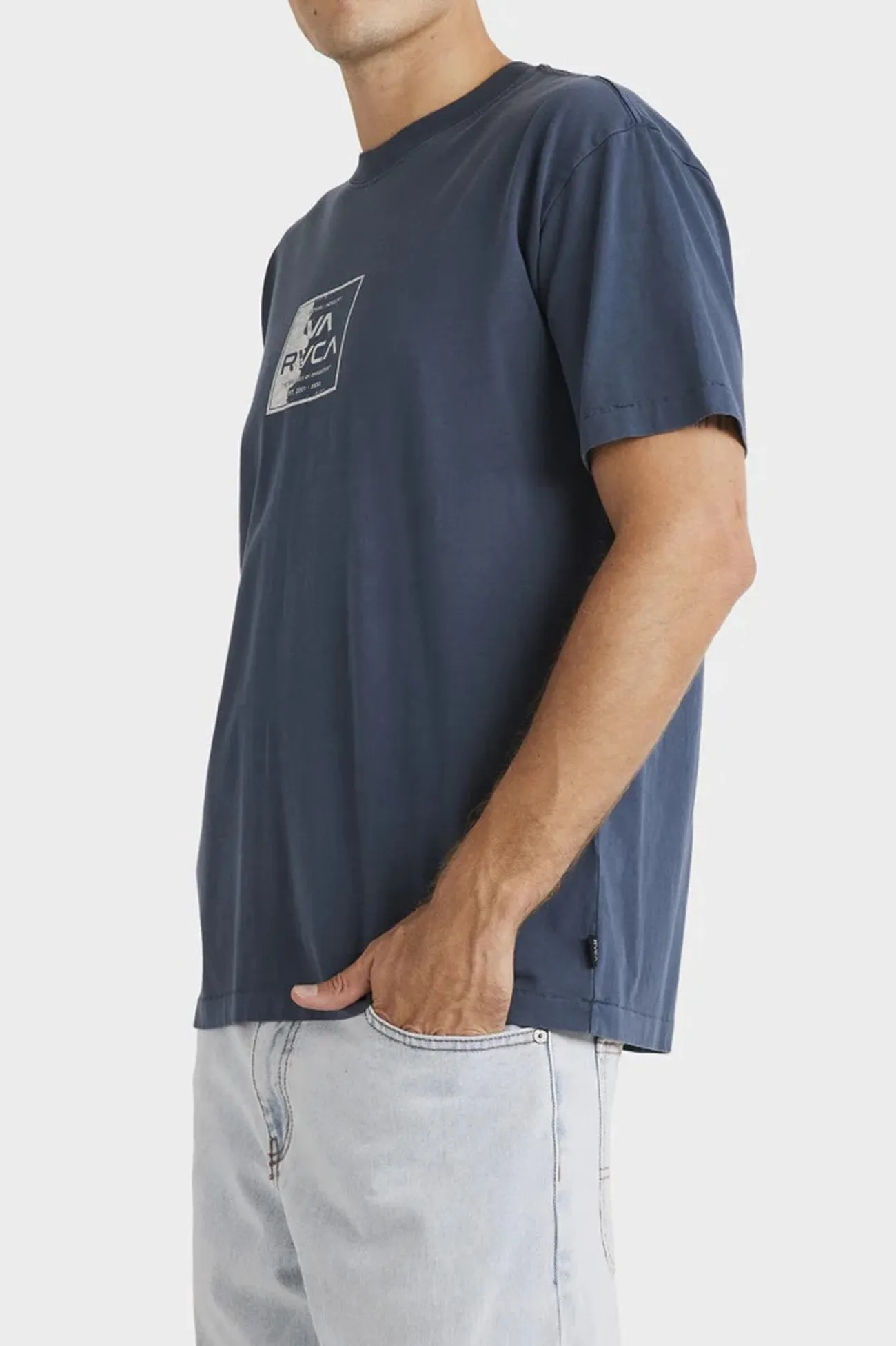 BrushedInnerLining VA Torn Short Sleeve Tee Petrol Blue