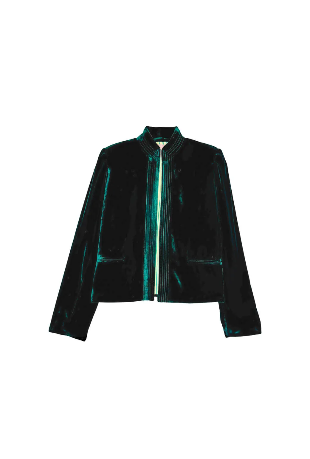 Knee Length Mona Lee Blazer - Emerald Velvet