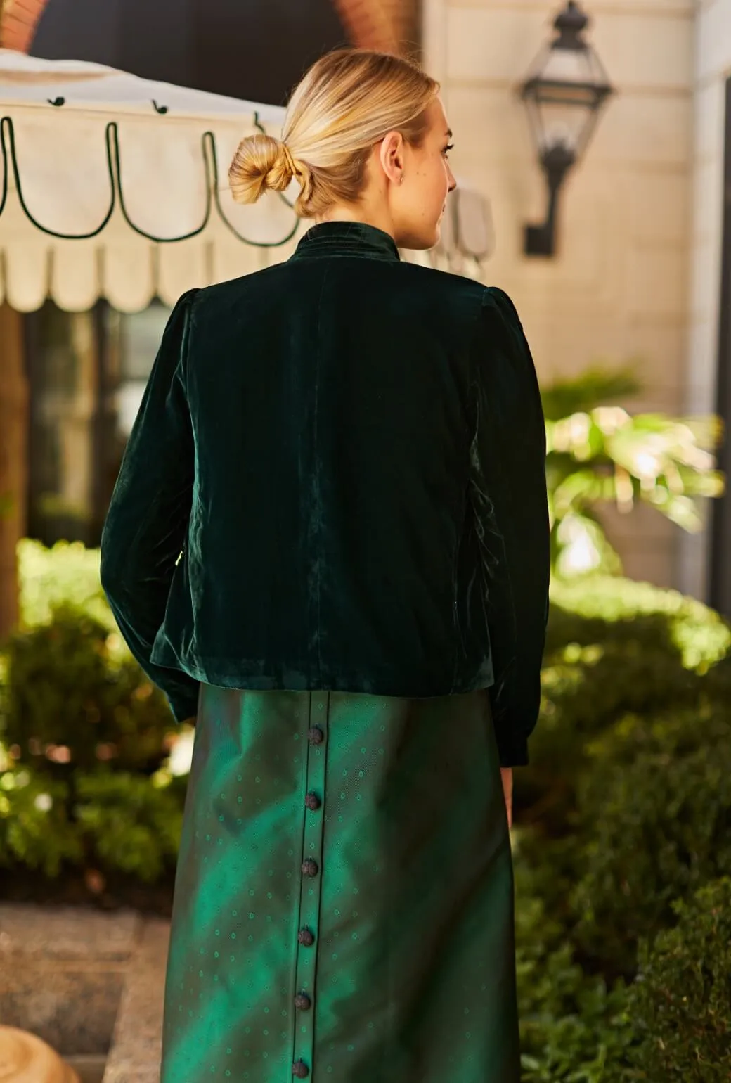 Mona Lee Blazer - Emerald Velvet Non Slip Collar