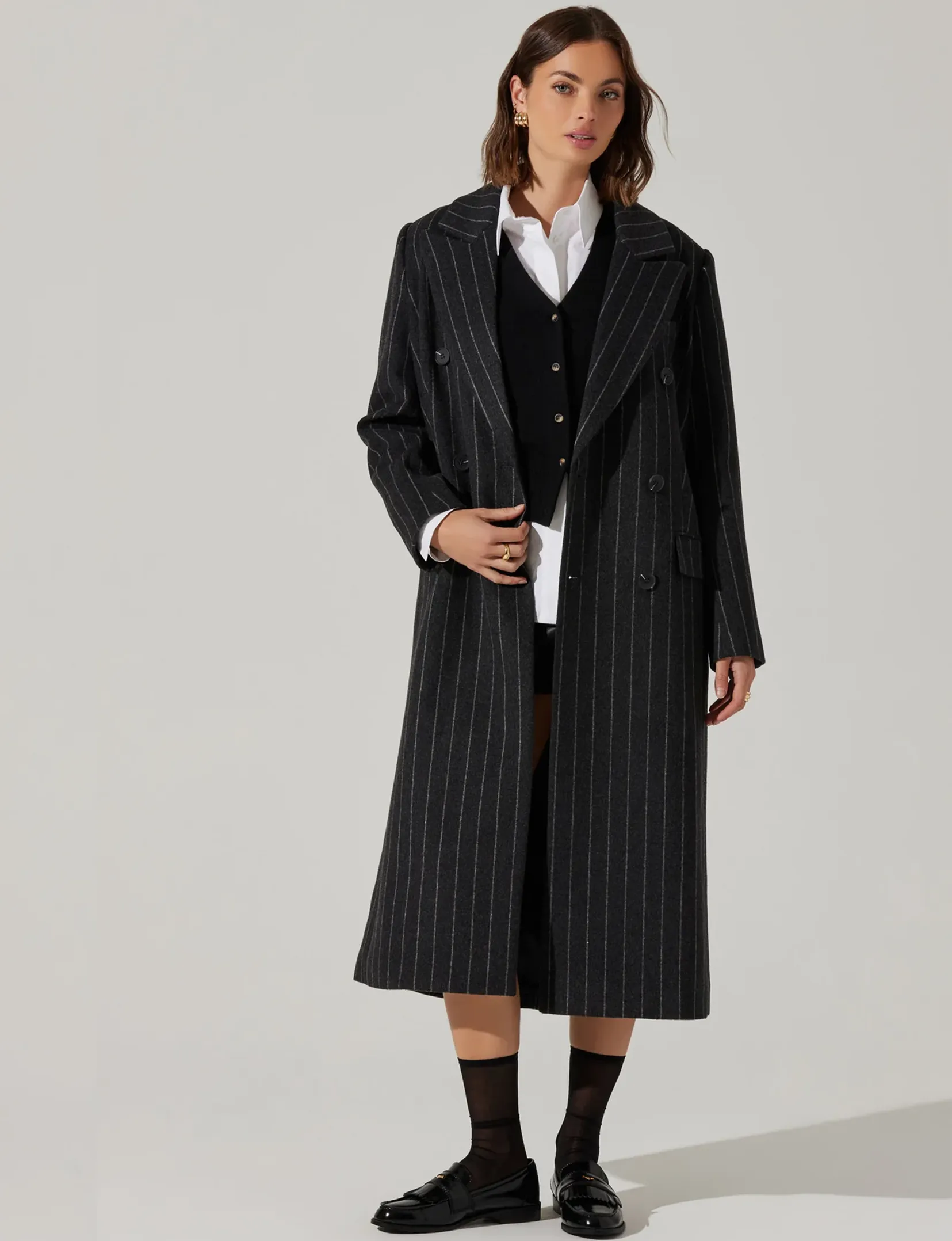 All Day Comfort Design Morana Coat, Grey Stripe