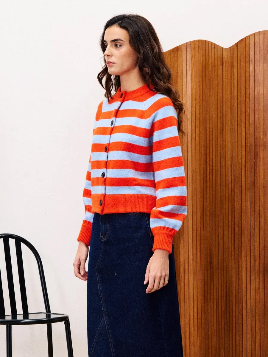 DoubleStitchedHem ReinforcedStitching MORAND CARDIGAN - ROUGE