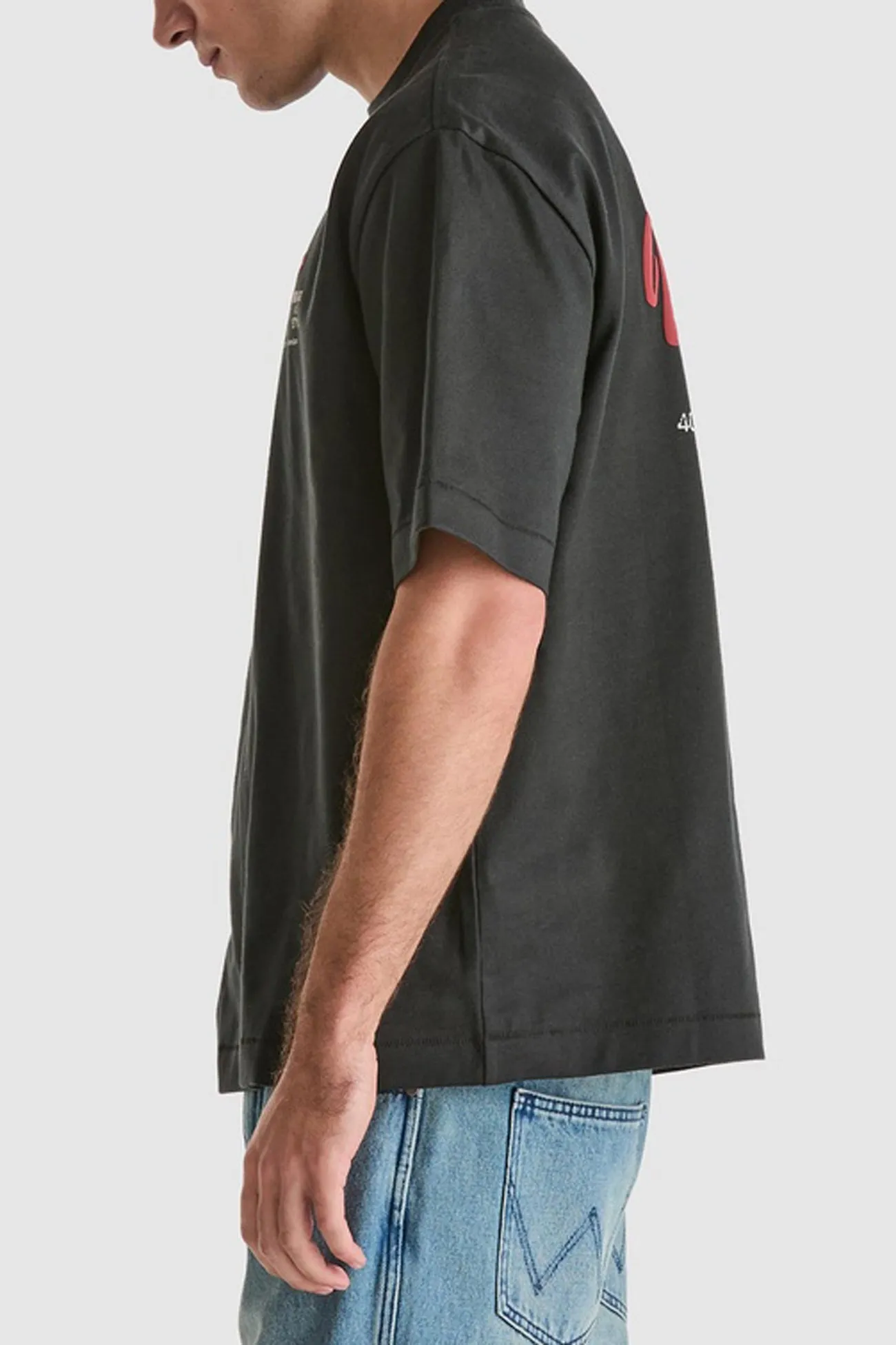 Mesh Lining Rolled Hem Detailing Motel Boxcar Tee Dark Slate