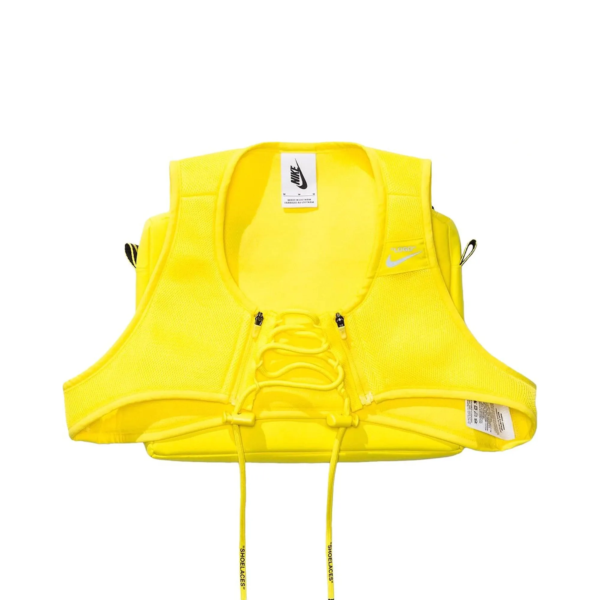 Off-White x Nike Women's NRG X Cross Bib 'Optic Yellow' (2019) Impact Zones