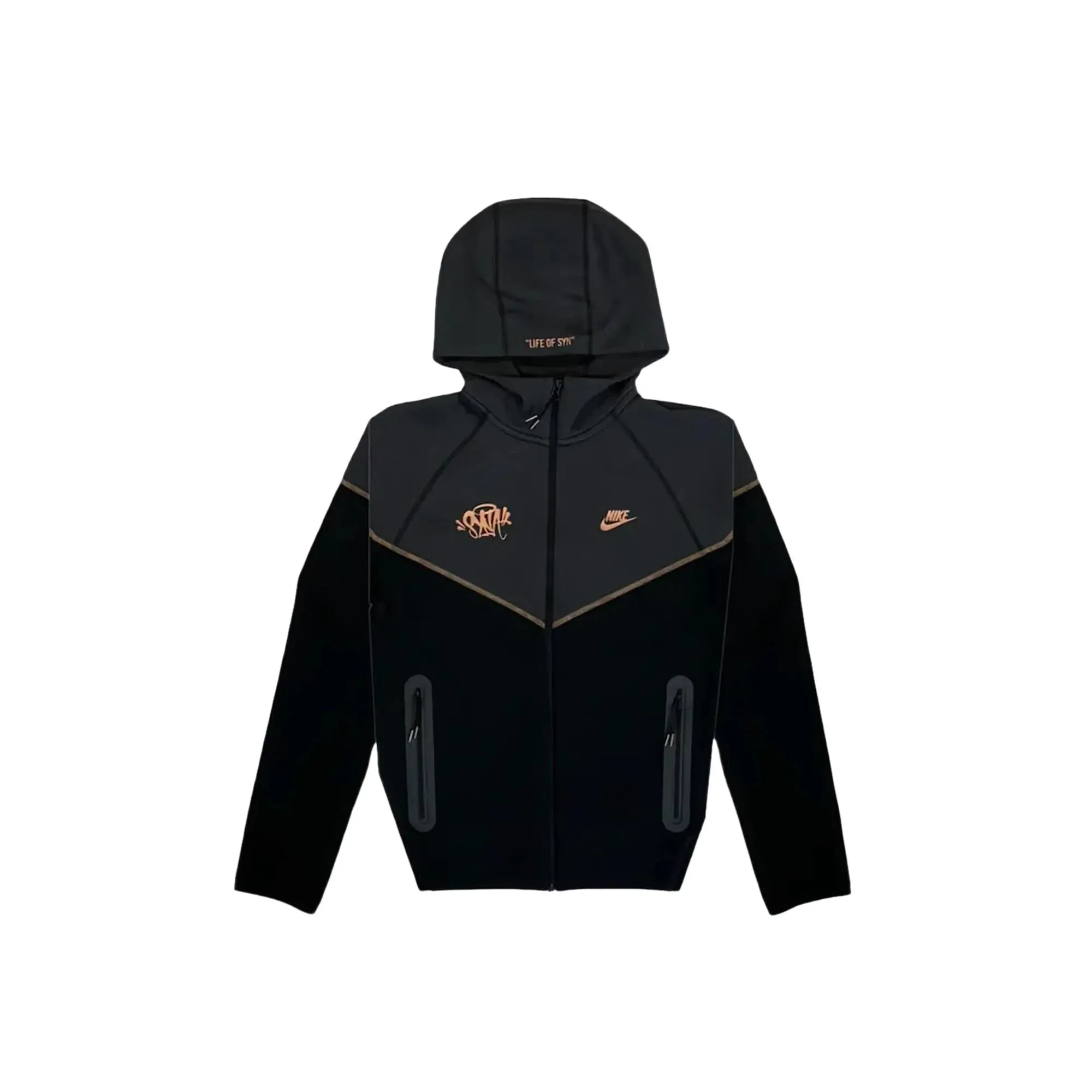 Nike Sportswear x Central Cee Tech Fleece Hoodie & Joggers Set 'Black / Metallic Red Bronze' (2024) StretchableMaterial Wide Footbed