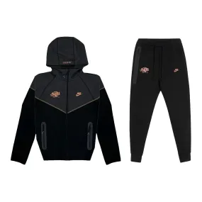 Nike Sportswear x Central Cee Tech Fleece Hoodie & Joggers Set 'Black / Metallic Red Bronze' (2024) Dynamic Edge Lace Up