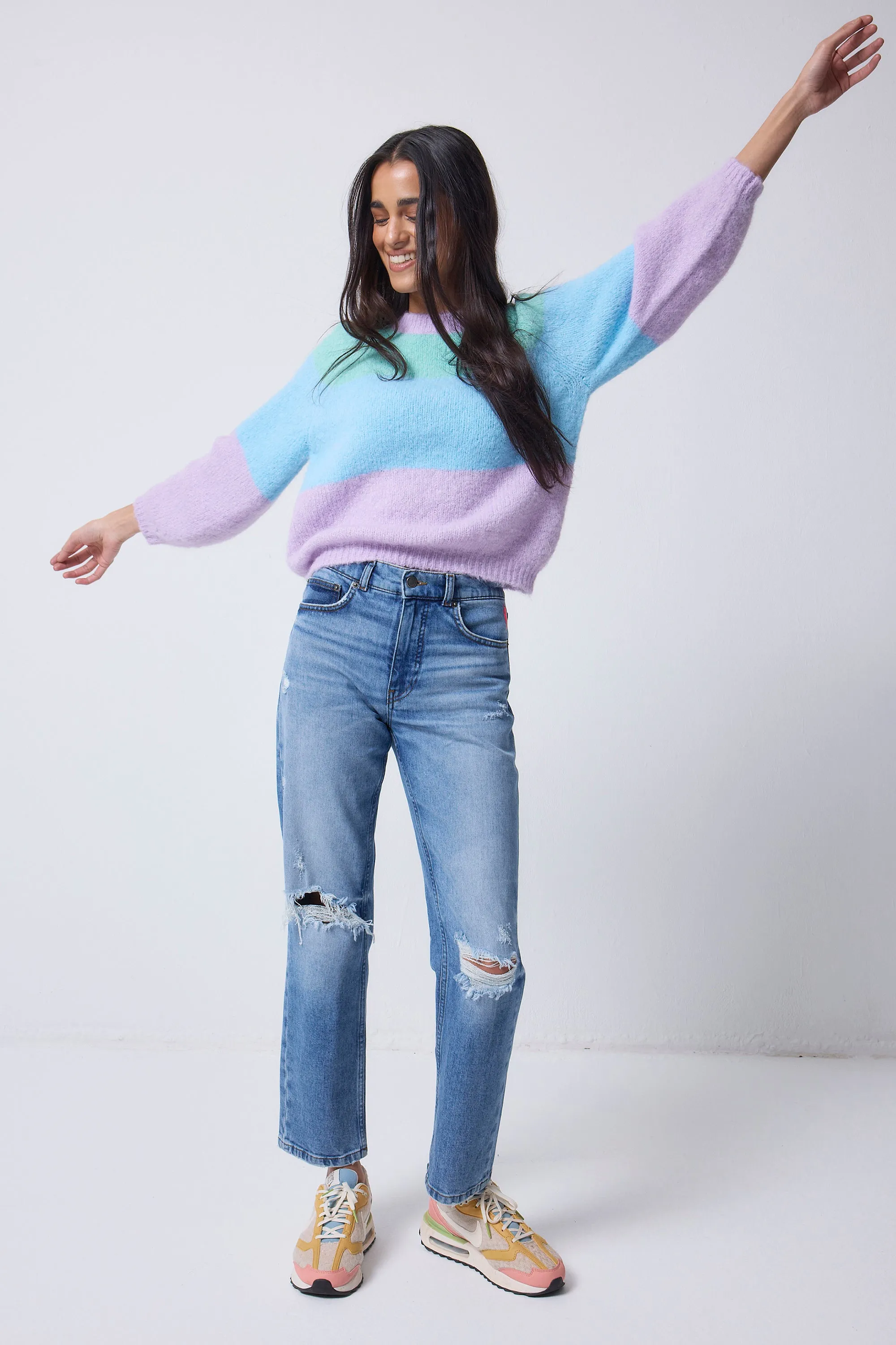 Multicolour Pastel Fluffy Knit Jumper Urban Ready