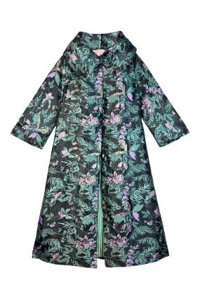 The Grace Coat - Sage & Lilac Brocade Four Way Stretch Material
