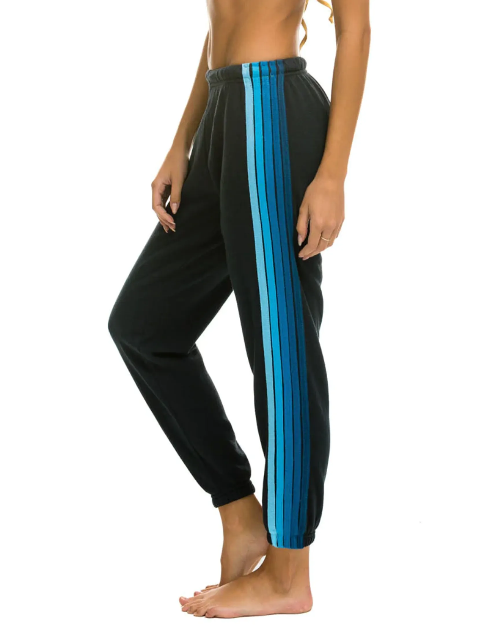 Travel Essential Odor Control Treatment 5 Stripe Sweatpants, Charcoal/Blue