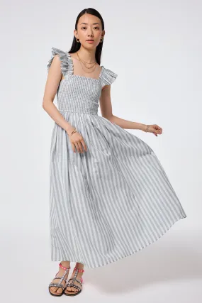 Smooth Surface Grey with White Stripe Maxi Sundress