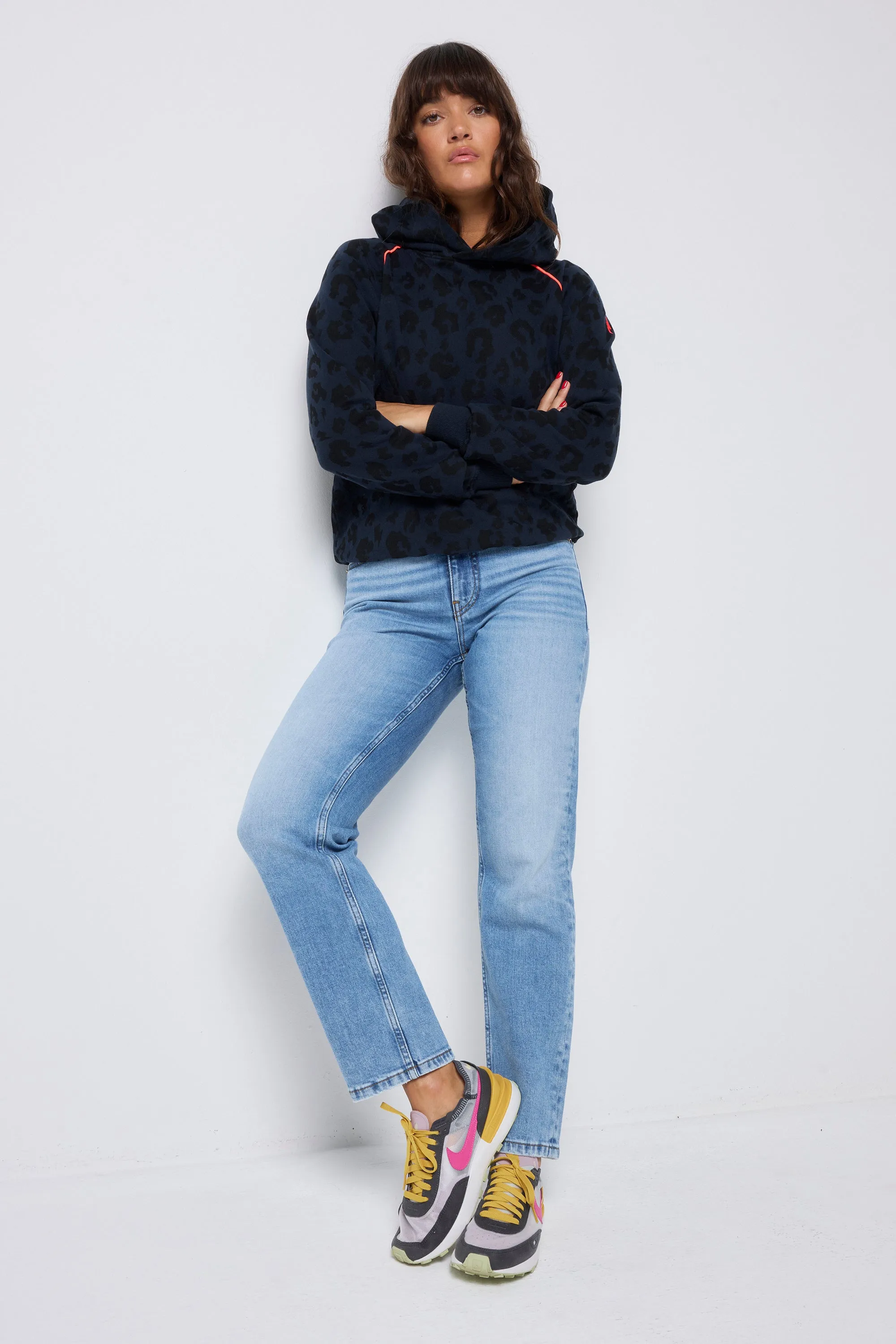 Casual Style Navy Leopard Hoodie